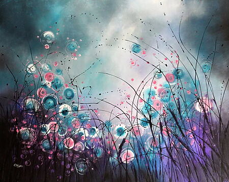 Peinture acrylique abstraite « Wonderstorms #5 » (2023) de Cecilia Frigati
