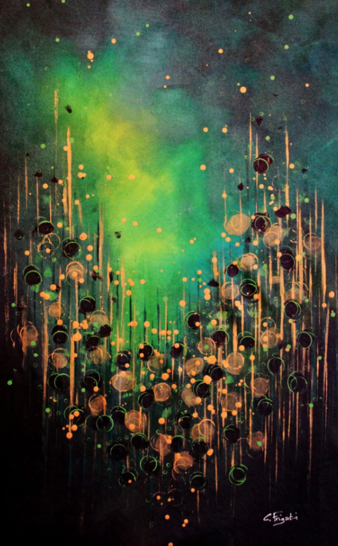 Abstraktes Acrylgemälde "Perfect Atmosphere #6" (2022) von Cecilia Frigati