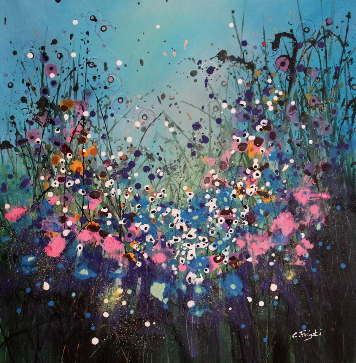 Abstraktes Acrylgemälde "Bohemian" (2023) von Cecilia Frigati