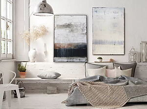 Abstraktes Acrylbild „ENJOY THE SILENCE“ (2025) von Inez Froehlich, Texturiert auf Leinwand