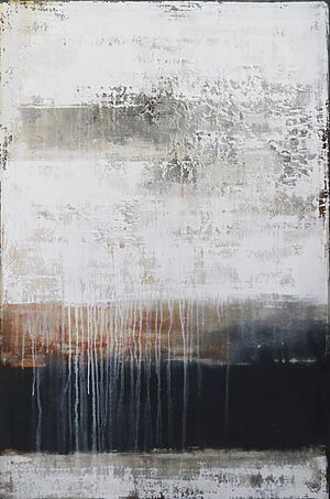 Abstraktes Acrylbild „ENJOY THE SILENCE“ (2025) von Inez Froehlich, Texturiert auf Leinwand