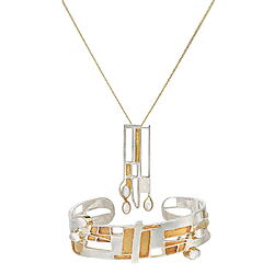 Kunstfertiges Schmuckset "Willow Tearooms", 925er-Sterlingsilber teilvergoldet, Mondstein