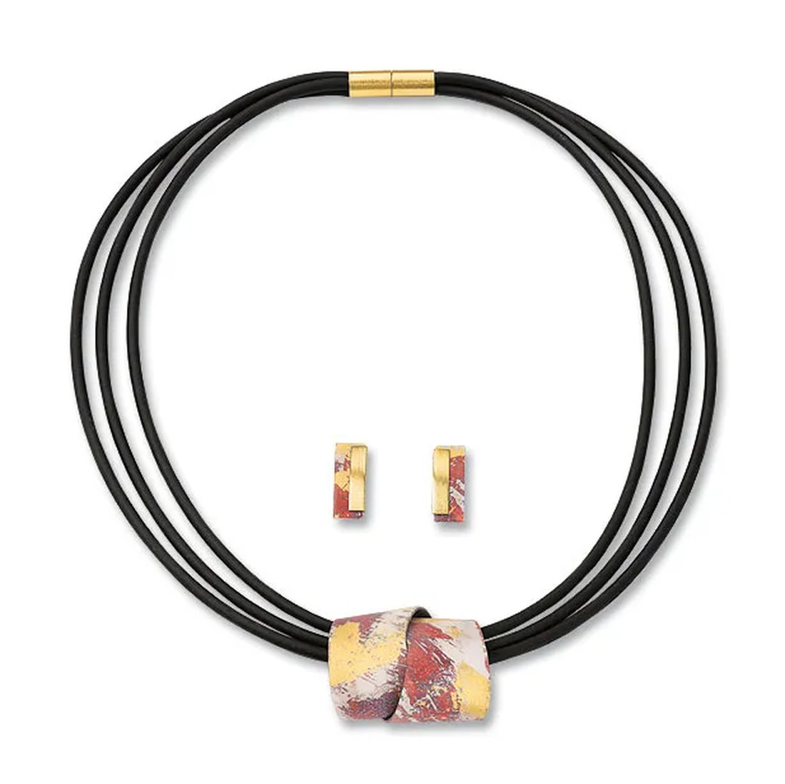 Artistic jewelry set &quot;Amourette&quot;, Kreuchauff design, 925 sterling silver gold-plated