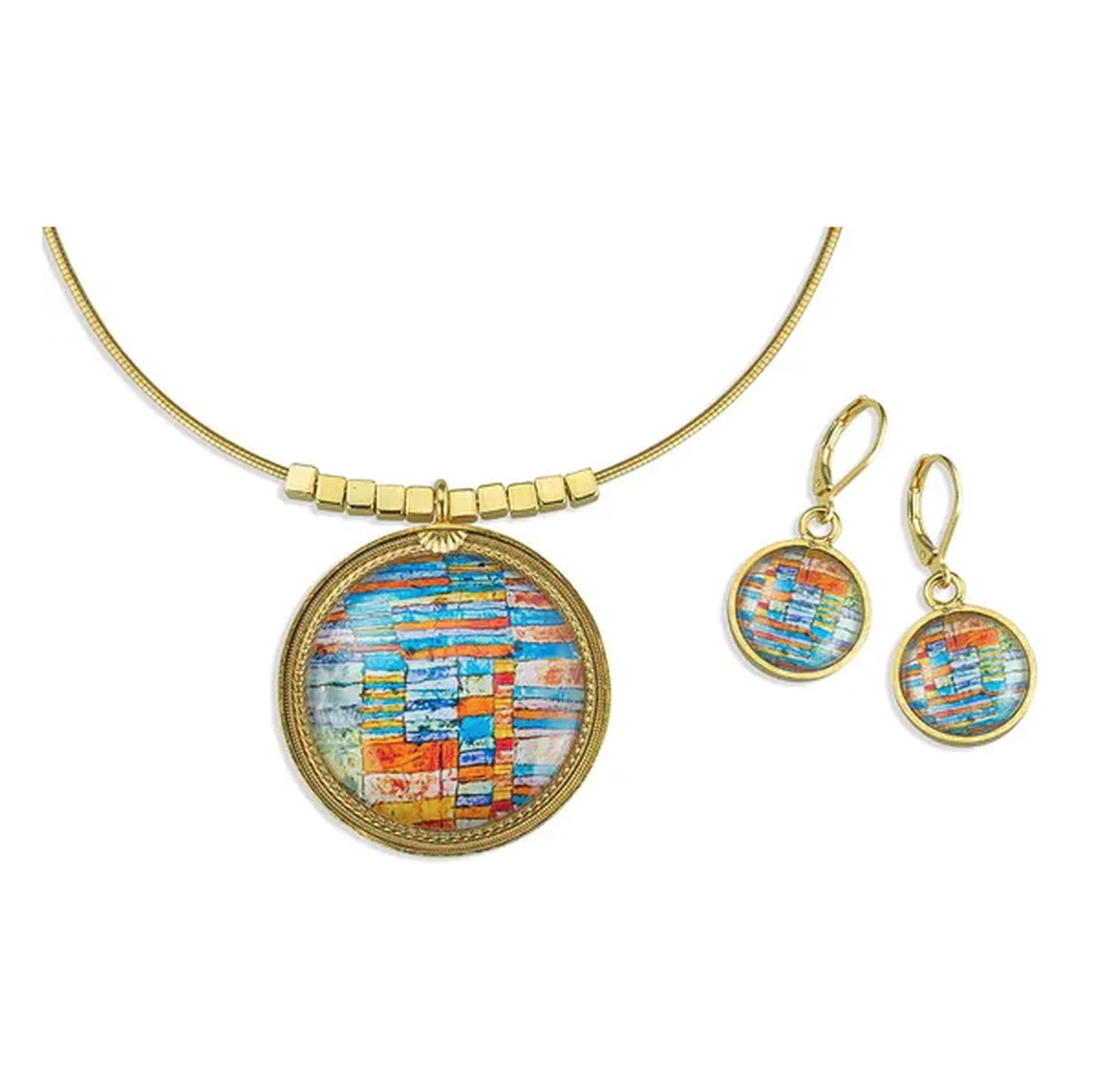 Parure de bijoux artistique « Chemin principal et chemins secondaires » d&#39;après Paul Klee, par Petra Waszak