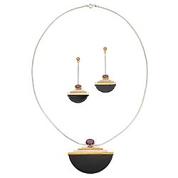 Schmuckset „Adeline“, Onyx + Amethyst + 925er-Sterlingsilber