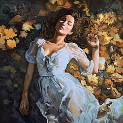 Oil painting &quot;In the arms of autumn&quot; (2025) by Gabriel-Cristian Matei