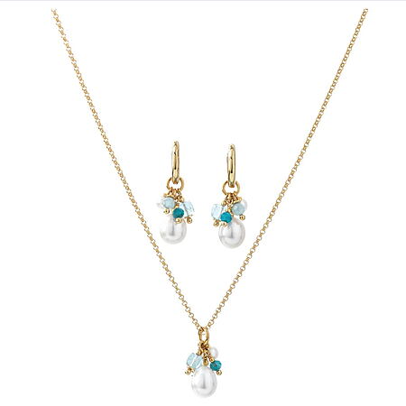 Schmuckset "Constantia" mit Süßwasserperlen, 925er-Sterlingsilber vergoldet