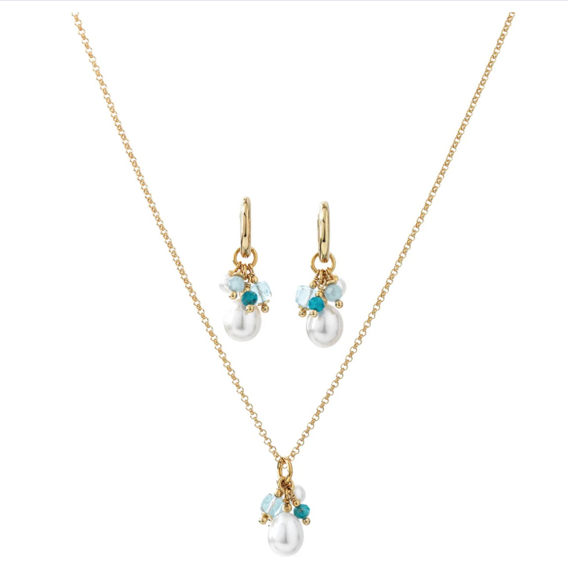 Parure de bijoux « Constantia » avec perles d&#39;eau douce, argent sterling 925 plaqué or