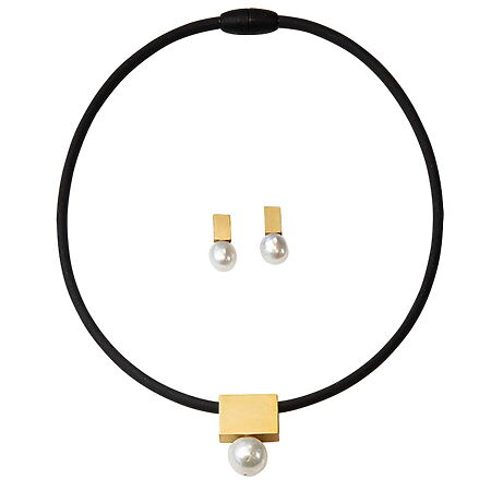 Schmuckset "Mother of Pearl" mit Perlen, vergoldet