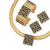 Kunstfertiges Schmuckset "Blüte des Jugendstils" nach Gustav Klimt, von Petra Waszak