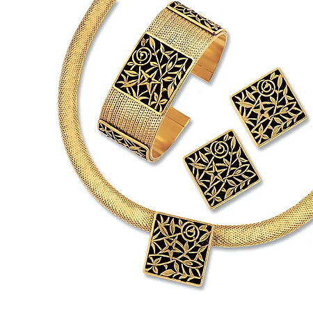 Kunstfertiges Schmuckset "Blüte des Jugendstils" nach Gustav Klimt, von Petra Waszak