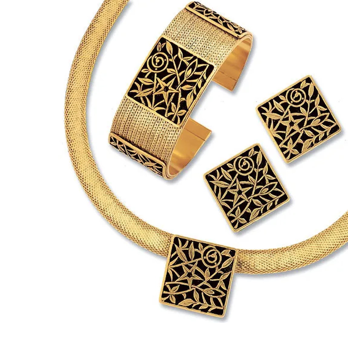 Parure de bijoux artistique « Fleurs de l&#39;Art Nouveau » d&#39;après Gustav Klimt, par Petra Waszak
