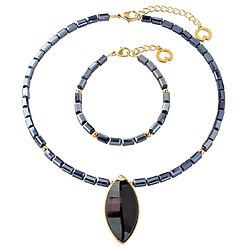 2-teiliges Schmuckset "Desdemona", Muranoglas + Messing vergoldet, von Petra Waszak