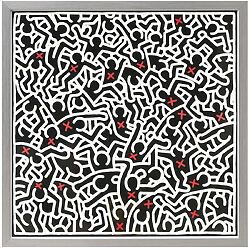 Pop Art Meisterwerk "Untitled, April" (1985) von Keith Haring, Reproduktion auf Papier