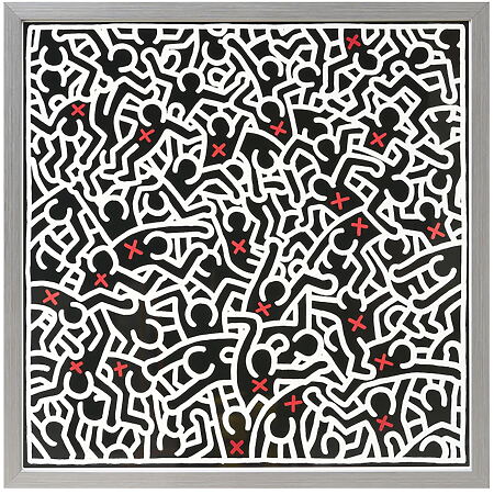 Pop Art Meisterwerk "Untitled, April" (1985) von Keith Haring, Reproduktion auf Papier