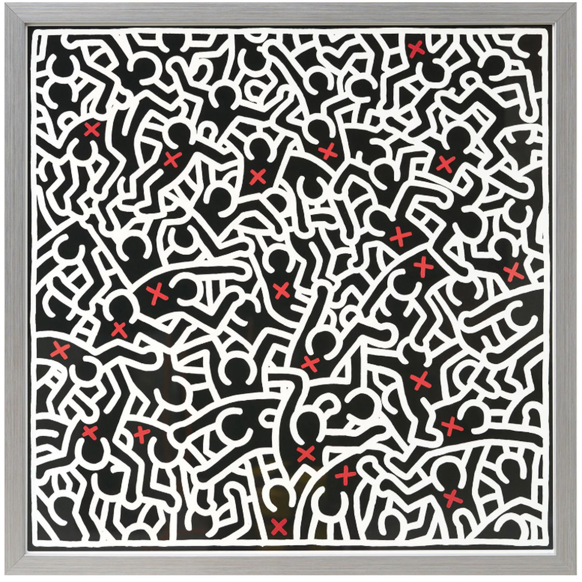 Pop Art Meisterwerk "Untitled, April" (1985) von Keith Haring, Reproduktion auf Papier