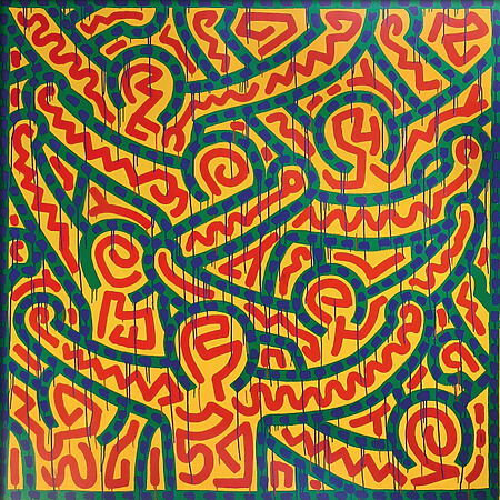 Pop Art "Untitled 1989" von Keith Haring, Reproduktion auf Papier