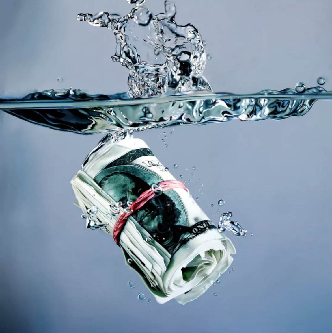 Fotorealistisches Ölgemälde "Te sinking dollar 2" von Duhaj Peter