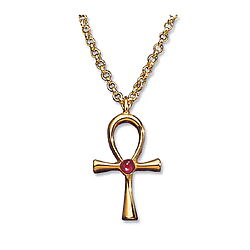 Anhänger "Glück bringendes Anch-Kreuz" mit Halskette, 925er-Sterlingsilber vergoldet