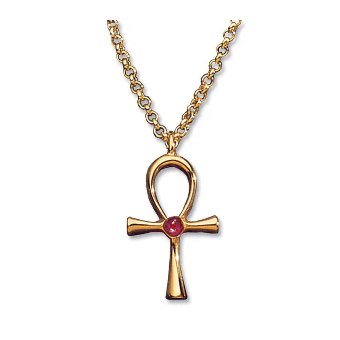 Ciondolo &quot;Lucky Ankh Cross&quot; con collana, argento sterling 925 placcato oro