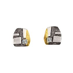 Ohrstecker "Freia" aus 925er-Sterlingsilber, teilvergoldet und -oxidiert + Topaz