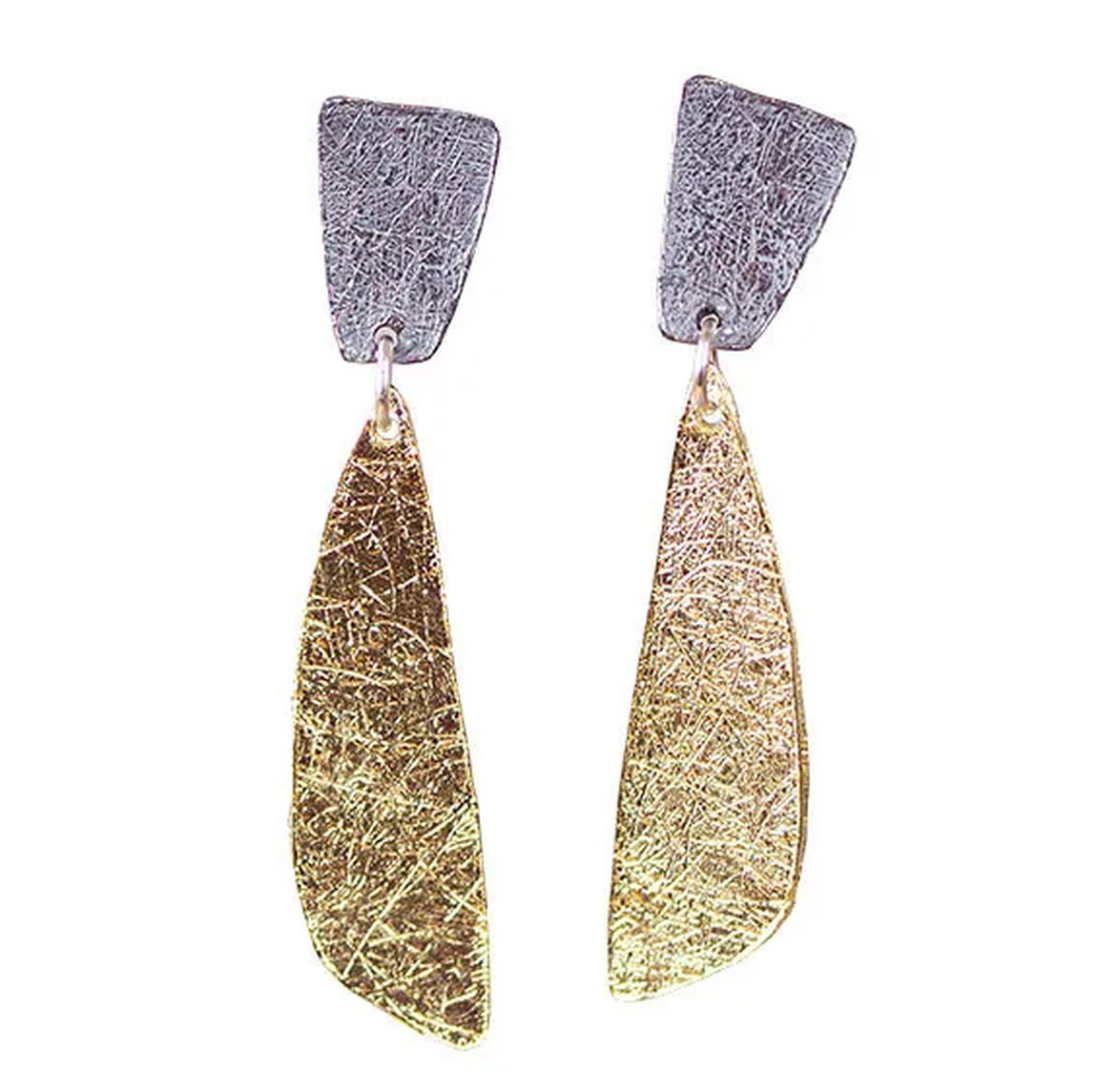 Orecchini a bottone &quot;Sunray&quot; in argento sterling 925, parzialmente placcati in oro e ossidati