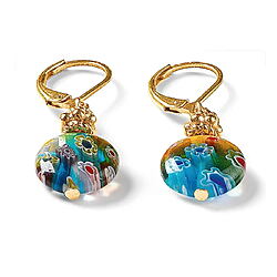 Handgefertigter Ohrhänger "Mille Fiori" von Petra Waszak, Muranoglas + Messing