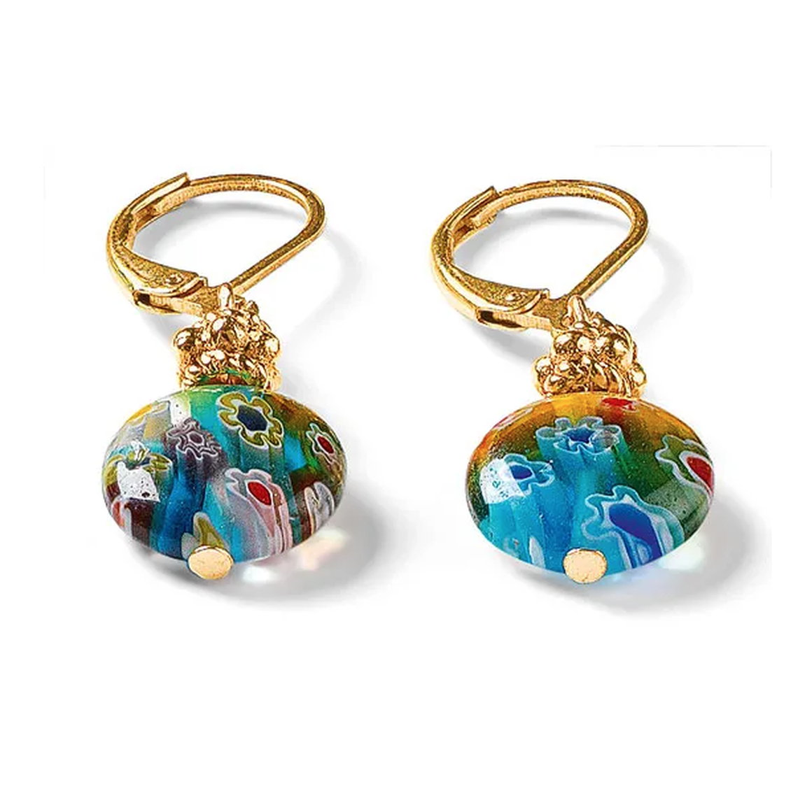 Orecchini fatti a mano &quot;Mille Fiori&quot; di Petra Waszak, vetro di Murano + ottone