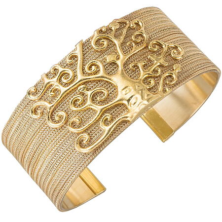 Handgefertigter Armreif "Lebensbaum" von Petra Waszak, inspiriert von Gustav Klimt