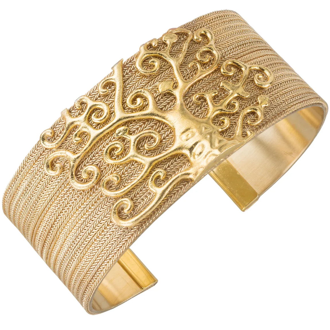 Handgefertigter Armreif "Lebensbaum" von Petra Waszak, inspiriert von Gustav Klimt