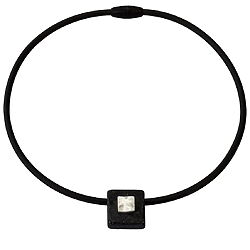 Collier "Square" aus 925er-Sterlingsilber + schwarzem Kieselstein