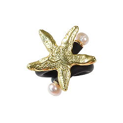 Kunstfertiger Perlenring "Talia" von Anna Mütz, Messing (vergoldet)