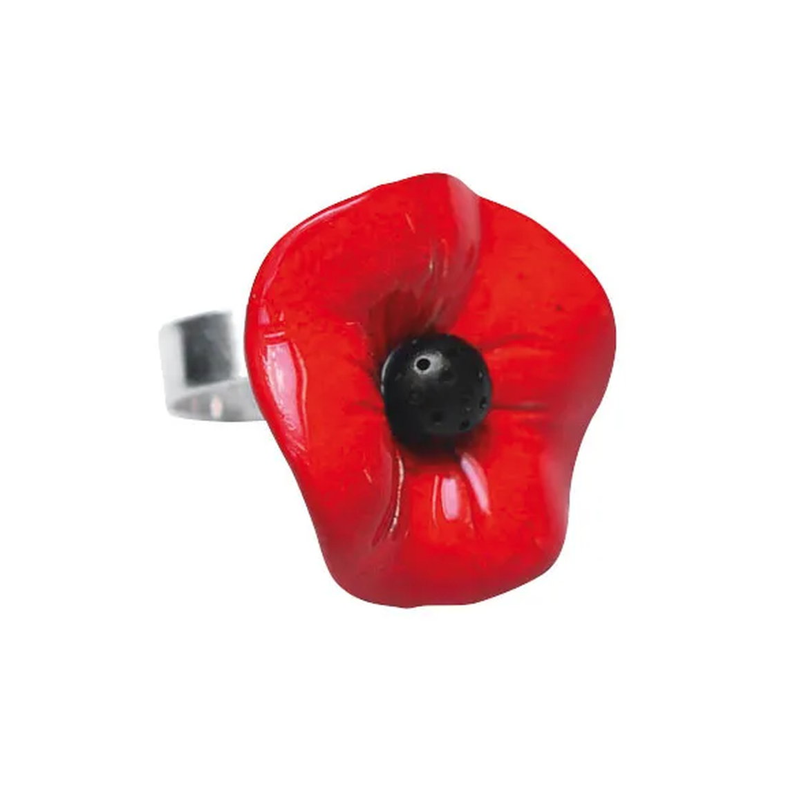 Floraler Keramik-Ring "Mohnblütentraum", größenverstellbar