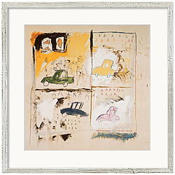«Coches viejos» (1981) de Jean Michel Basquiat, reproducción en cartón