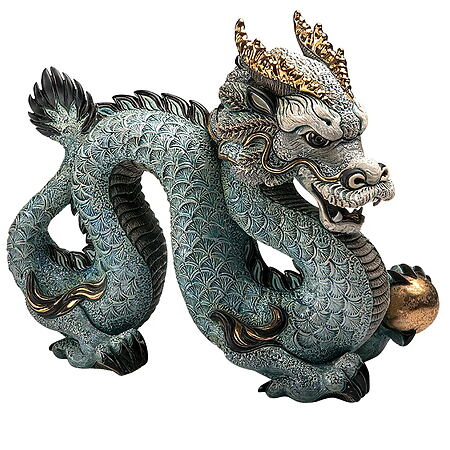 Gartenskulpturen - Schönheit und Erhabenheit in Außenbereichen Bildhauerei abstrakte kunst kaufen Handgefertigte Keramikfigur "Blauer Drache", limitierte Edition