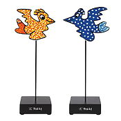 Skulptur "Birds" von James Rizzi, 2 Porzellanvögel im Set Skulptur "Birds" von James Rizzi, 2 Porzellanvögel im Set