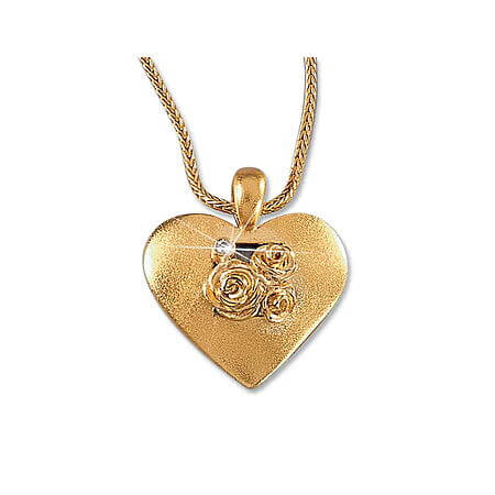 How handmade jewelry gifts tell emotional stories. Creative gifts contentview Necklace "The Rose Heart" by Christiane Wendt, heart pendant made of solid 925 sterling silver with brilliant