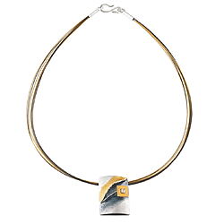 Modernes Collier "Kjell" aus 925er-Sterlingsilber, Teil-Oxidation + Vergoldung