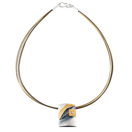 Modernes Collier "Kjell" aus 925er-Sterlingsilber, Teil-Oxidation + Vergoldung