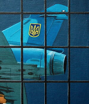 Acrylgemälde "Dove of Peace or Ghost of Kyiv” (2025) von Nataliya Bagatskaya (Ukraine)