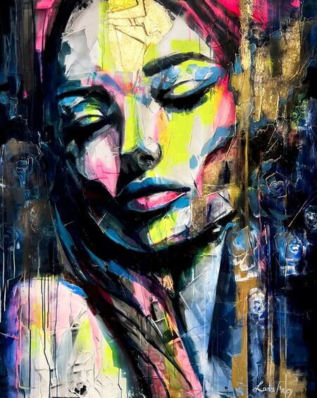"Azura” (2023) - Expressives Acrylgemälde von Lana Frey (Tschechien) Miniaturansicht für das Anzeigenbild
