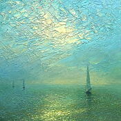 Impressionistisches Ölgemälde "Evening sea" (2022) von Dmitry Oleyn