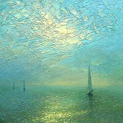 Impressionistisches Ölgemälde "Evening sea" (2022) von Dmitry Oleyn