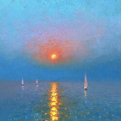 Impressionistisches Ölgemälde "Sunset" (2023) von Dmitry Oleyn