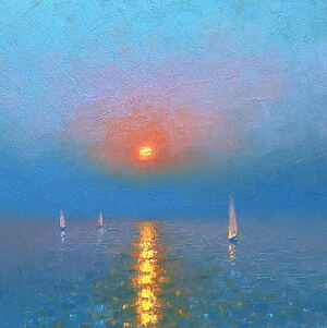 Impressionistisches Ölgemälde "Sunset" (2023) von Dmitry Oleyn