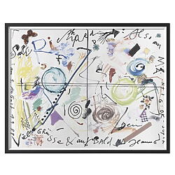 Abstract werk "Salü Richard" (1988) van Jean Tinguely, collage als kleurenoffset