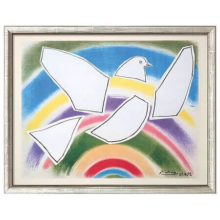 « Colombe volante dans l'arc-en-ciel » (1952) de Pablo Picasso, édition limitée sur papier fait main