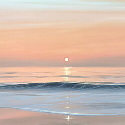 Dreamy seascape "On the Shore" (2025) by Eva Volf, oil on canvas