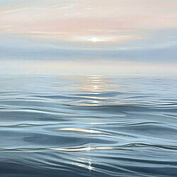 Seascape "Early Morning Light" (2026) by Eva Volf, oil on canvas