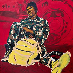 Peinture acrylique « Aucun prix ne vaut la peine d'être ici » (2023) d'Emmanuel Akolo